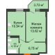1 комнатная квартира 36,21 м² в ЖК Свобода, дом №2 - планировка