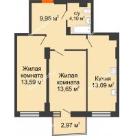 2 комнатная квартира 55,27 м² в ЖК Сердце Ростова 2, дом Литер 8 - планировка
