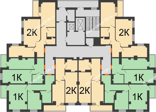 Планировка 5 этажа в доме Литер 2 в ЖК Сокол Градъ