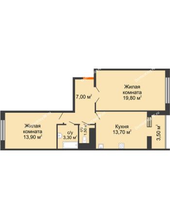 3 комнатная квартира 81,2 м² в ЖК LIME (Лайм), дом № 162, Литер 1 (1-4)