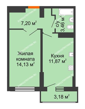 1 комнатная квартира 38,25 м² - ЖК Орбита
