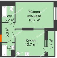 1 комнатная квартира 47 м², ЖК Космолет - планировка