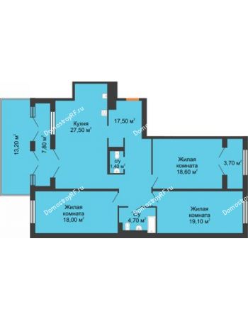 3 комнатная квартира 131,5 м² в ЖК Ожогино, дом ГП-6