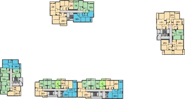 Планировка 9 этажа в доме 2 секция в ЖК intellect-Квартал (Интеллект-Квартал)