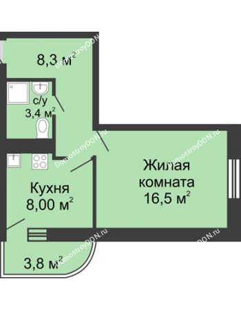 1 комнатная квартира 37,8 м² в ЖК Звезда Столицы, дом Литер 1