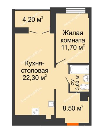 2 комнатная квартира 48,2 м² - ЖК Дом на Целиноградской, 12