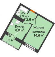 1 комнатная квартира 28,9 м² в ЖК Грани, дом Литер 5 - планировка