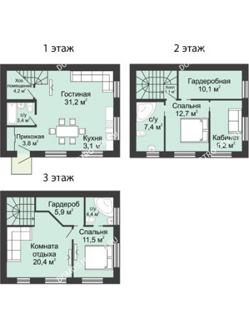 5 комнатная квартира 144 м² в КП Аладдин, дом № 424 (от 72 до 144 м2)