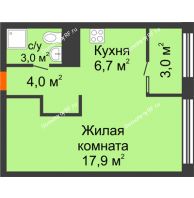 Студия 34,5 м² в Квартал Новин, дом 6 очередь ГП-6 - планировка