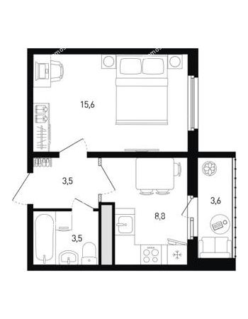 1 комнатная квартира 33,2 м² в ЖК Левенцовка парк, дом Корпус 8-10.2