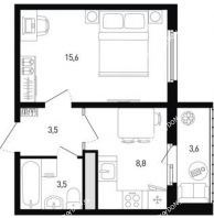 1 комнатная квартира 33,2 м² в ЖК Левенцовка парк, дом Корпус 8-10.2 - планировка
