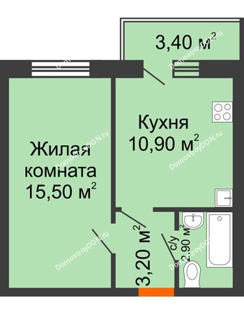 1 комнатная квартира 33,6 м² - ЖК Ленина, 187