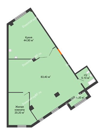 1 комнатная квартира 155,7 м² - ЖК ROLE CLEF