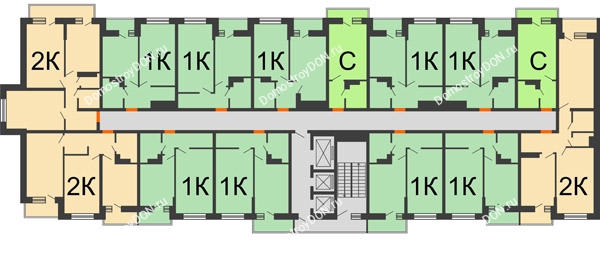 Планировка 2 этажа в доме Литер 1, корпус 1, блок-секция 1 в ЖК SkyPark (Скайпарк)