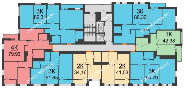 Планировка 3 этажа в доме № 1 в ЖК Каскад на Менделеева