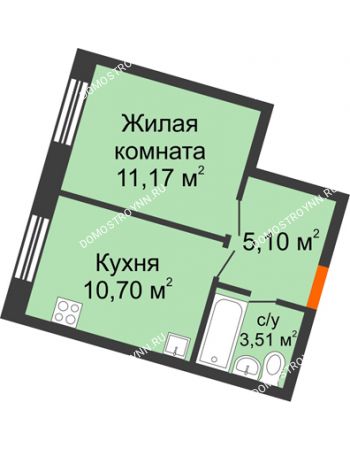 1 комнатная квартира 31,02 м² - ЖК Советский