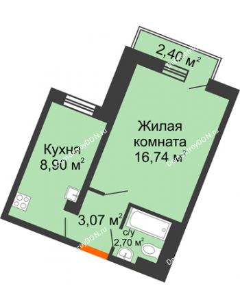 1 комнатная квартира 31,72 м² в ЖК Мечников, дом ул. Мечникова, 37