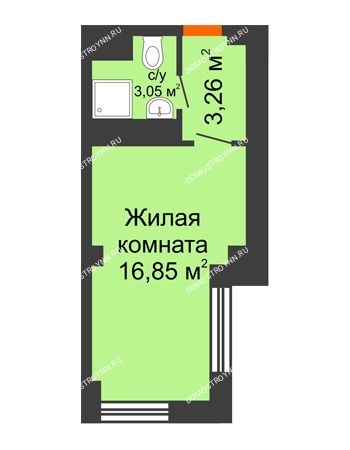 Студия 23,16 м² - Апартаменты Бирюза в Гордеевке