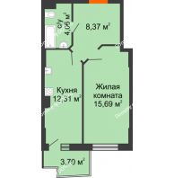 1 комнатная квартира 41,53 м² в ЖК Сердце Ростова 2, дом Литер 1 - планировка