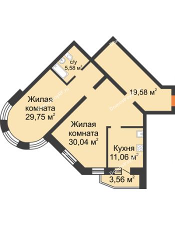 2 комнатная квартира 100 м² - ЖК На Владимирской