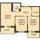 2 комнатная квартира 62,7 м² в ЖК Отражение, дом Литер 1.2 - планировка