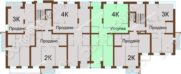 Новостройка в Нижегородском районе по адресу: г. Нижний Новгород, ул. Новая, д. 8 - планировка 4 этажа