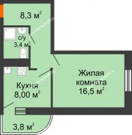 1 комнатная квартира 37,8 м² в ЖК Звезда Столицы, дом Литер 8 - планировка