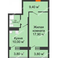 1 комнатная квартира 45 м² в ЖК Звезда Столицы, дом Литер 5 - планировка