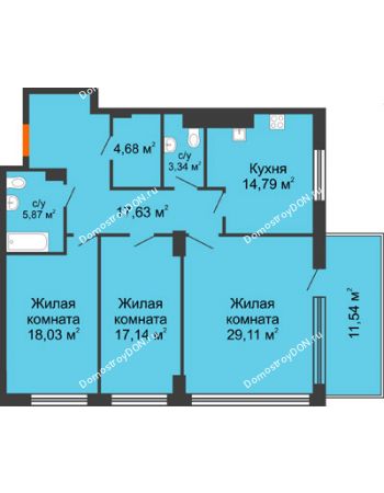 3 комнатная квартира 122,17 м² - ЖК Царское село