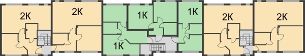 Планировка 2 этажа в доме № 7 в ЖК Цветочный парк	
