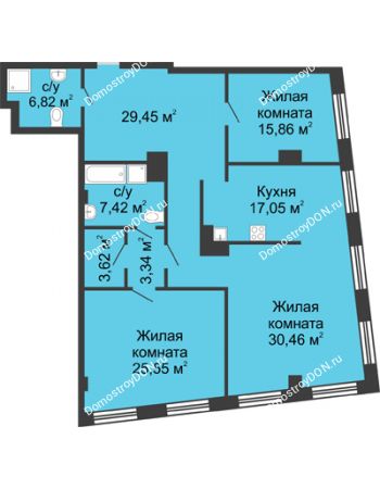 3 комнатная квартира 139,57 м² - ЖК Гранд Панорама