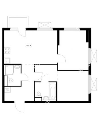 2 комнатная квартира 57,3 м² в ЖК Савин парк, дом корпус 10